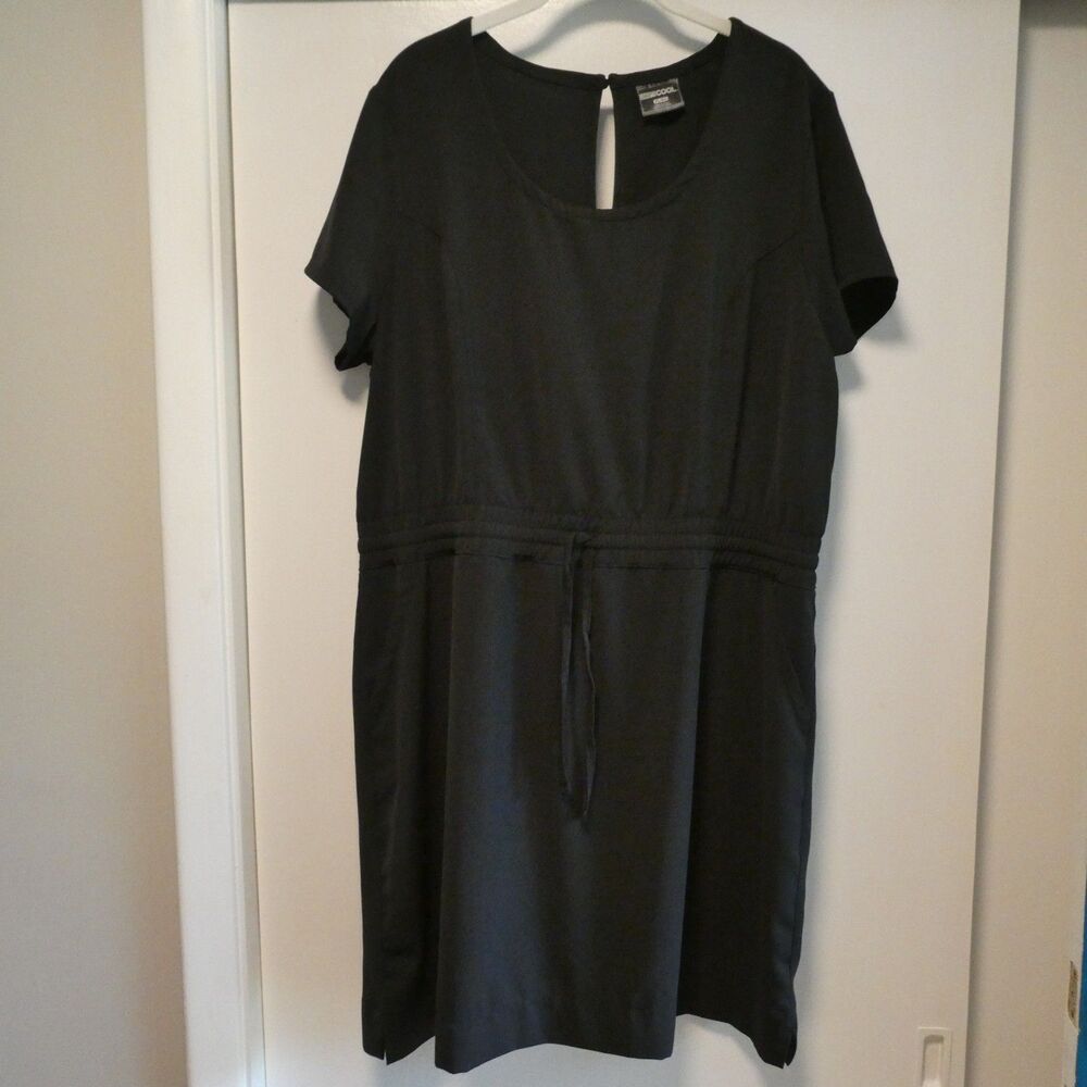 32 Degrees Cool Black Soft Twill Drawstring Dress Size XL Keyhole Back